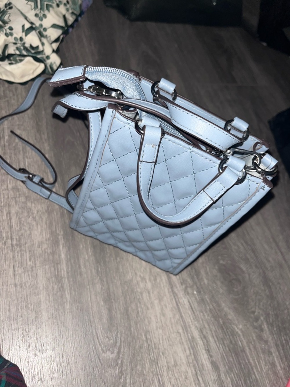 Quilted Light Blue Women's Tote Bag - Stylish Everyday Carry retail 178 +